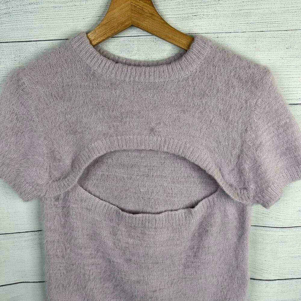 The Ragged Priest Womens size Medium Fluffy Knit Peekaboo Sweater Lilac Purple - Picture 5 of 12